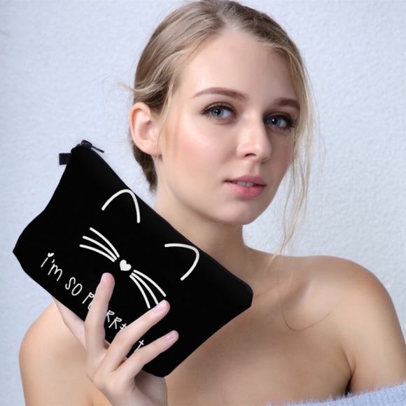 Black Cat Cosmetic Makeup Toiletry Bag Clutch - Picture 2 of 13